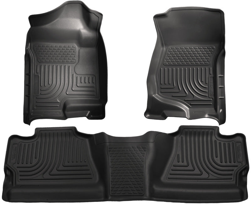 Husky Liner 98201 Floor Liner; WeatherBeater™; 07-14 Chevy Silverado/GMC Sierra Crew Cab WeatherBeater Combo Black Floor Liners