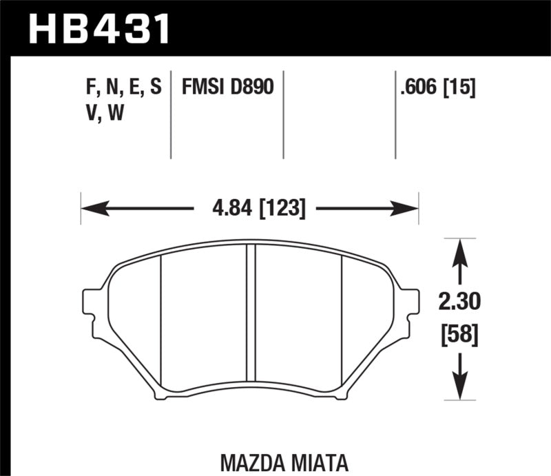 Hawk 01-05 Miata w/ Sport Suspension HPS Street Front Brake Pads D890