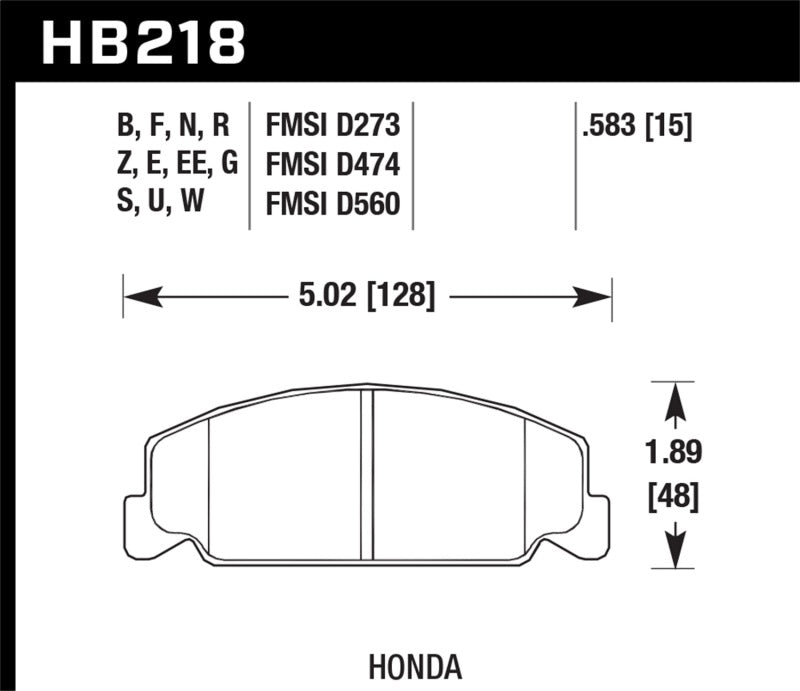 Hawk 88-89 Civic Si / 92-00 Civic CX / 88-00 DX / 98-00 GX HPS Street Front Brake Pads