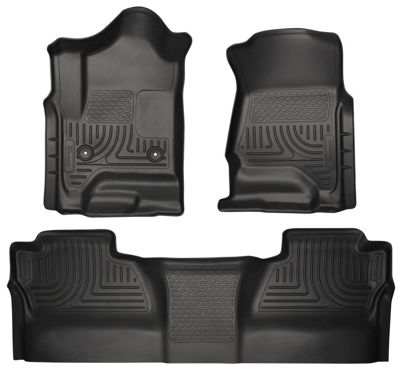 Husky Liner 98231 Floor Liner; WeatherBeater™; 14 Chevrolet Silverado/GMC Sierra WeatherBeater Black Front & 2nd Seat Floor Liners