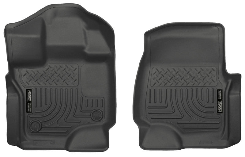 Husky Liner 18361 Floor Liner; WeatherBeater™; 15-25 Ford F-150 Super/Super Crew Cab WeatherBeater Black Front Floor Liners