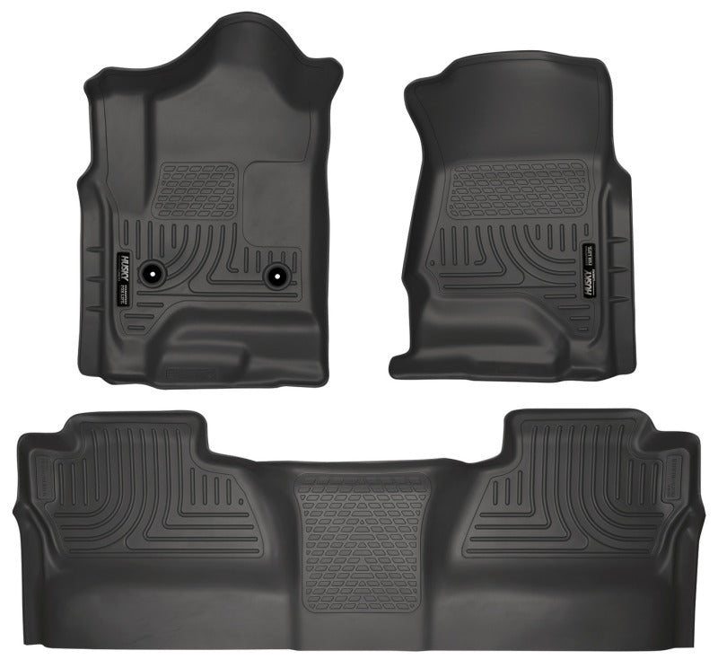 Husky Liner 98231 Floor Liner; WeatherBeater™; 14 Chevrolet Silverado/GMC Sierra WeatherBeater Black Front & 2nd Seat Floor Liners