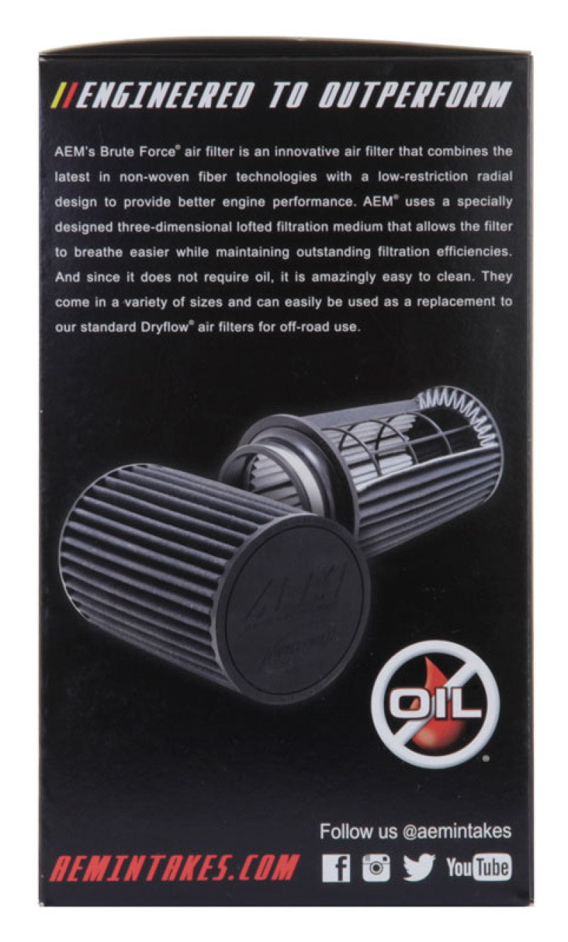 AEM Induction 21-2029BF Air Filter; Brute Force ®; Black