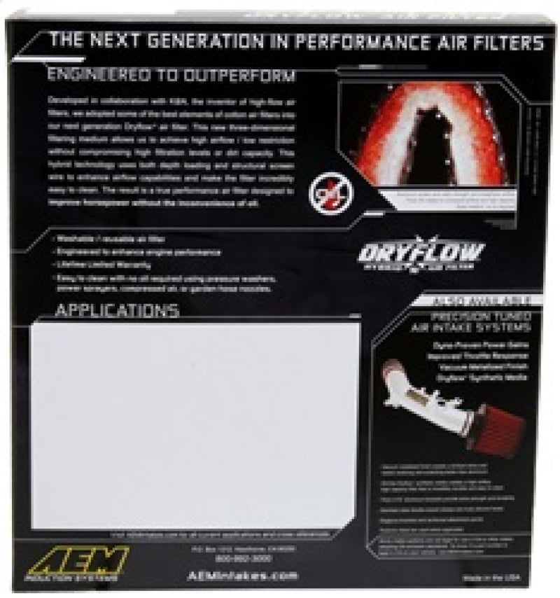 AEM Induction 28-20342 Air Filter; Dryflow ®; Washable