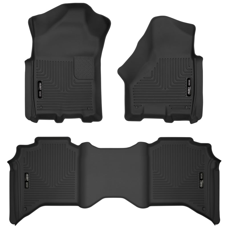Husky Liner 53638 Floor Liner; X-act Contour™; 19-24 Dodge Ram 2500/3500 Crew Cab X-Act Contour Front and Second Row Seat Floor Liners