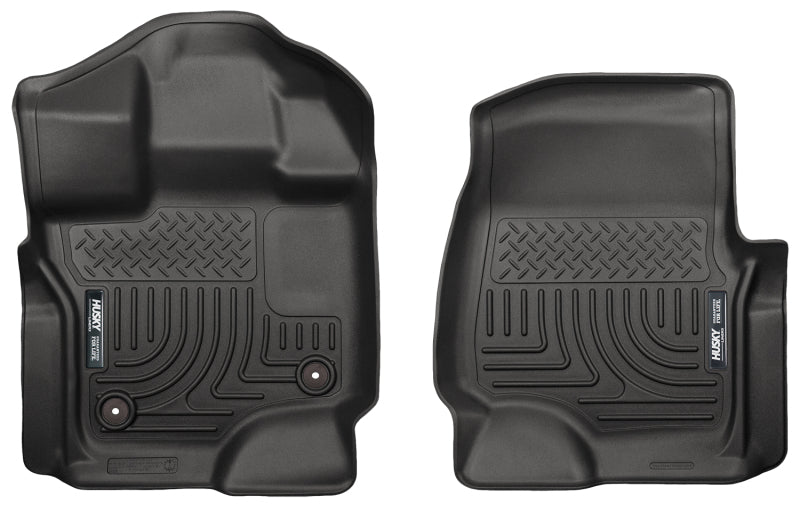 Husky Liner 18361 Floor Liner; WeatherBeater™; 15-25 Ford F-150 Super/Super Crew Cab WeatherBeater Black Front Floor Liners