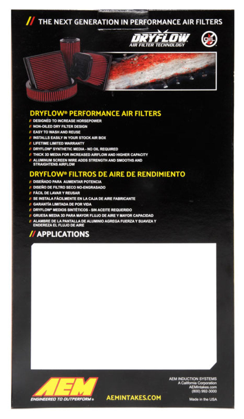 AEM Induction 28-20300 Air Filter; Dryflow ®; Washable