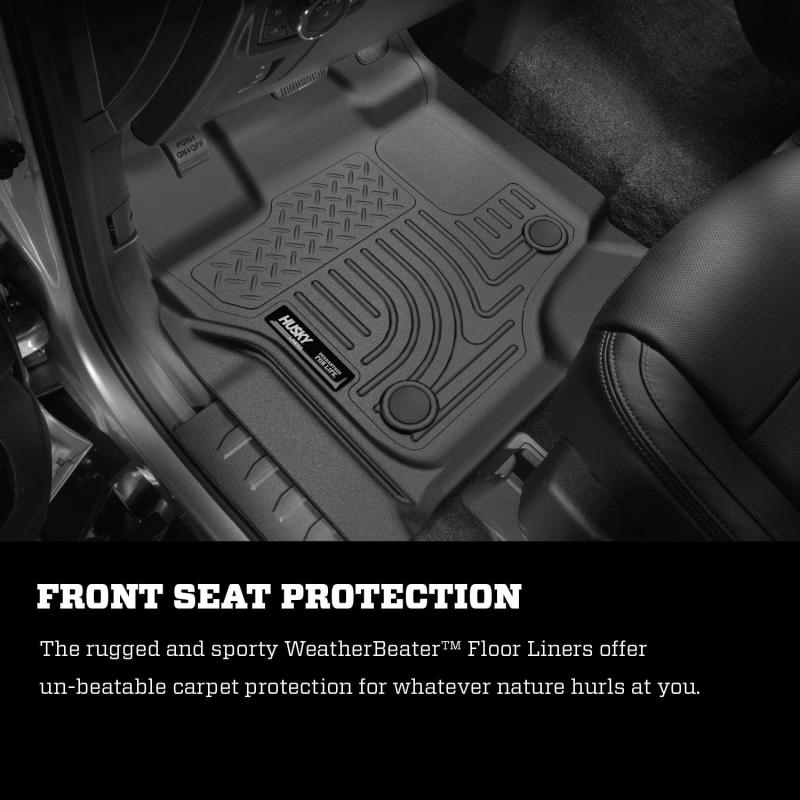 Husky Liner 18361 Floor Liner; WeatherBeater™; 15-25 Ford F-150 Super/Super Crew Cab WeatherBeater Black Front Floor Liners