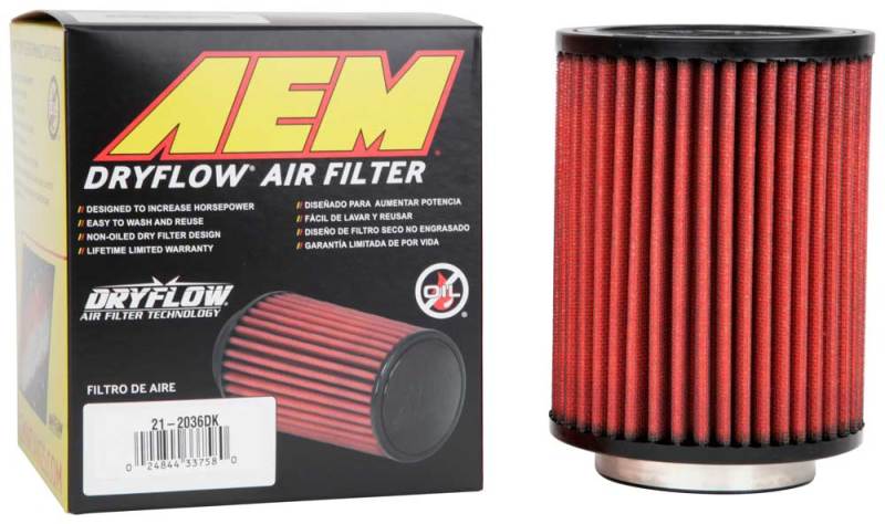 AEM Induction 21-2036DK Air Filter; Dryflow ®; Washable
