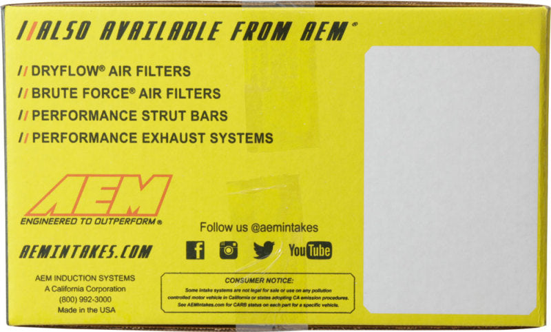 AEM Induction 22-505R Cold Air Intake; Short Ram Air